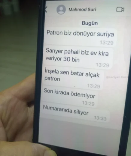 Suriyeli İşçilerden Patronlarına: Sarıyer Pahalı Biz Ev Kira Veriyor 30 Bin!